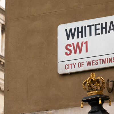 Street sign showing Whitehall in Westminster